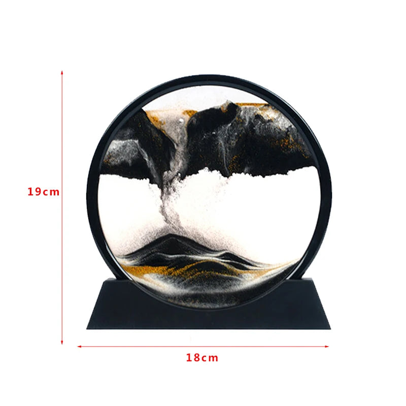 3D Hourglass Quicksand Moving Sand Art Picture Round Glass Deep Sea Sandscape Craft Flowing Painting Office Home Christmas