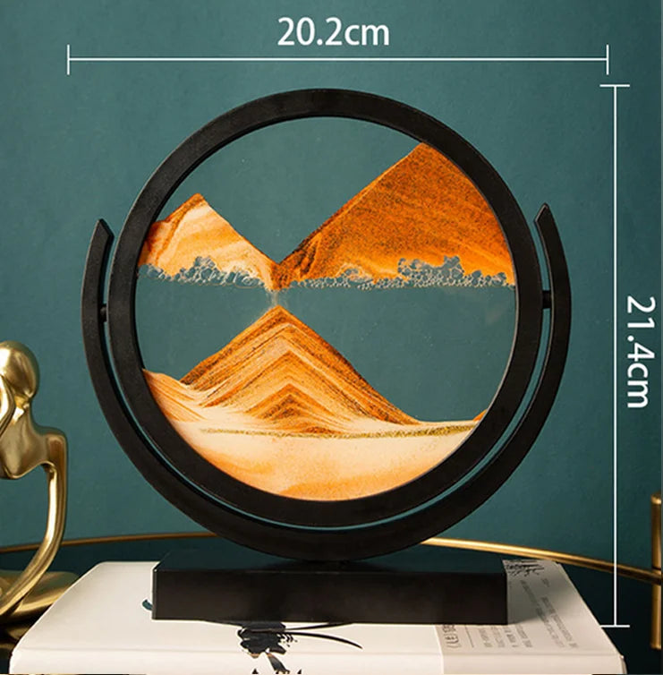 Art Flowing Sand Painting Rotatable Hourglass Picture Black Frame Glass Sand Clock Deep Sea Quicksand Home Decoration Sandglass