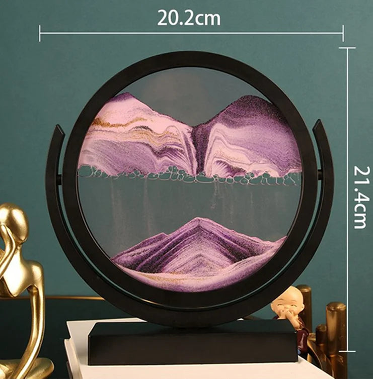 Art Flowing Sand Painting Rotatable Hourglass Picture Black Frame Glass Sand Clock Deep Sea Quicksand Home Decoration Sandglass