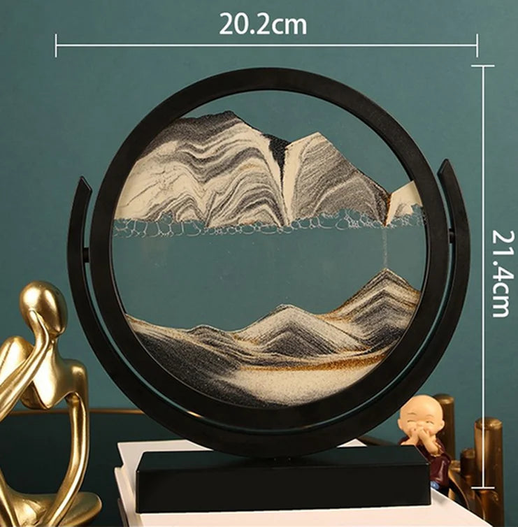 Art Flowing Sand Painting Rotatable Hourglass Picture Black Frame Glass Sand Clock Deep Sea Quicksand Home Decoration Sandglass