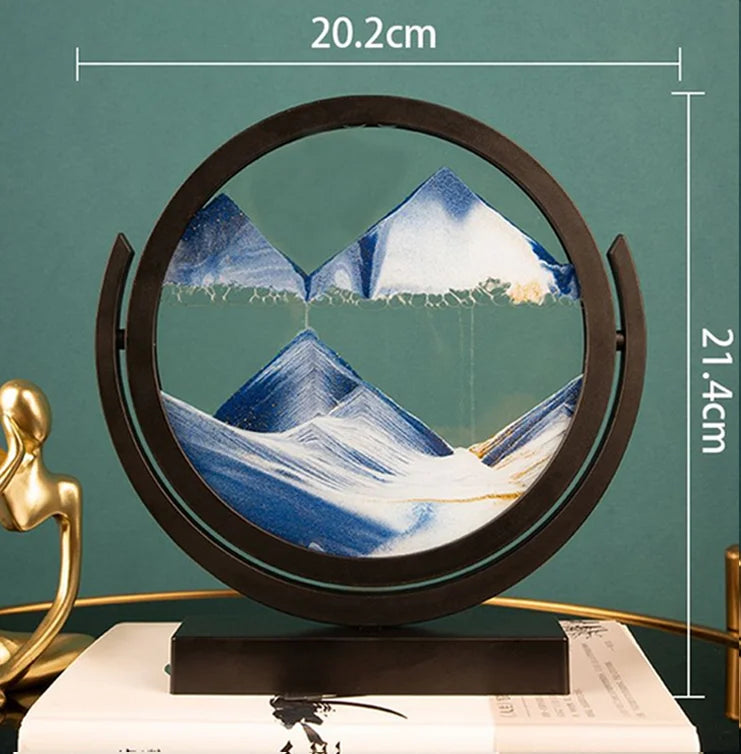 Art Flowing Sand Painting Rotatable Hourglass Picture Black Frame Glass Sand Clock Deep Sea Quicksand Home Decoration Sandglass