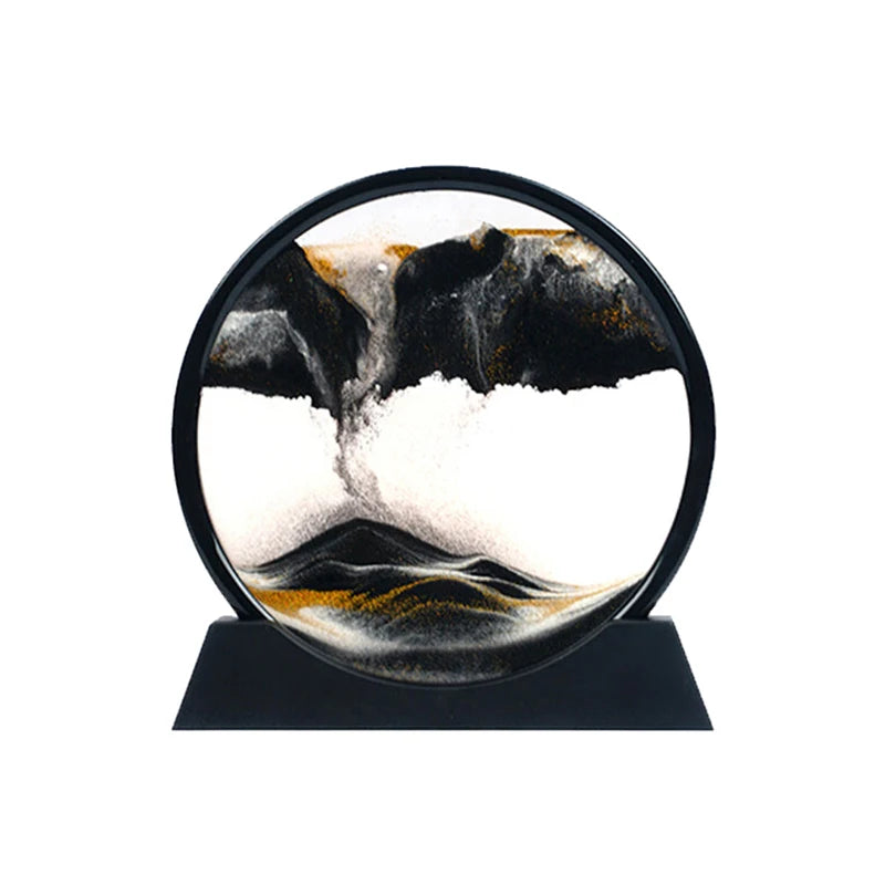 3D Hourglass Quicksand Moving Sand Art Picture Round Glass Deep Sea Sandscape Craft Flowing Painting Office Home Christmas