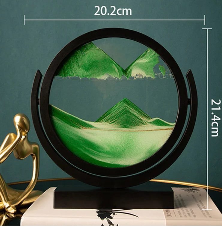 Art Flowing Sand Painting Rotatable Hourglass Picture Black Frame Glass Sand Clock Deep Sea Quicksand Home Decoration Sandglass