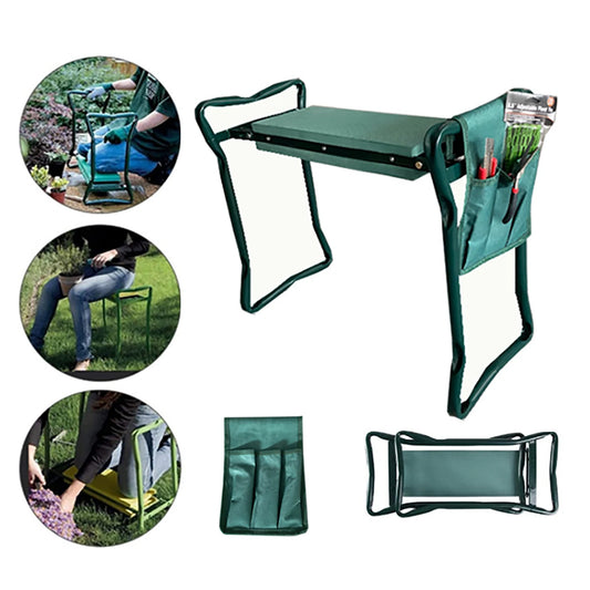 Folding Garden Kneeler Bench Soft Pad Seat Stool Heavy Load Bearing Multi-Functional Gardening Tools with Cloth Bag Tool Bag