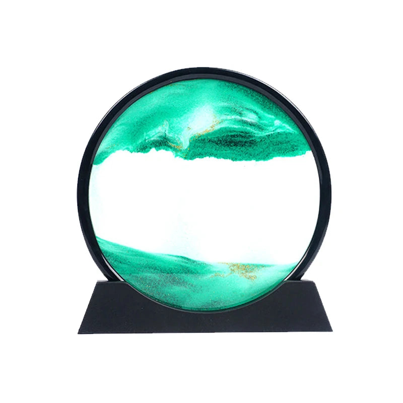 3D Hourglass Quicksand Moving Sand Art Picture Round Glass Deep Sea Sandscape Craft Flowing Painting Office Home Christmas