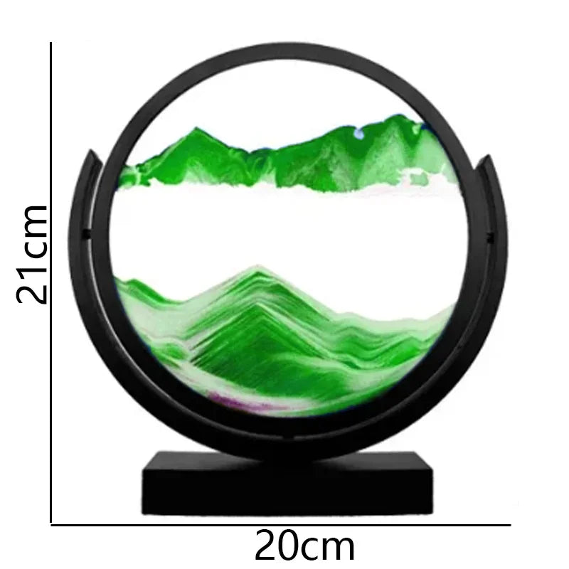 Art Flowing Sand Painting Rotatable Hourglass Picture Black Frame Glass Sand Clock Deep Sea Quicksand Home Decoration Sandglass