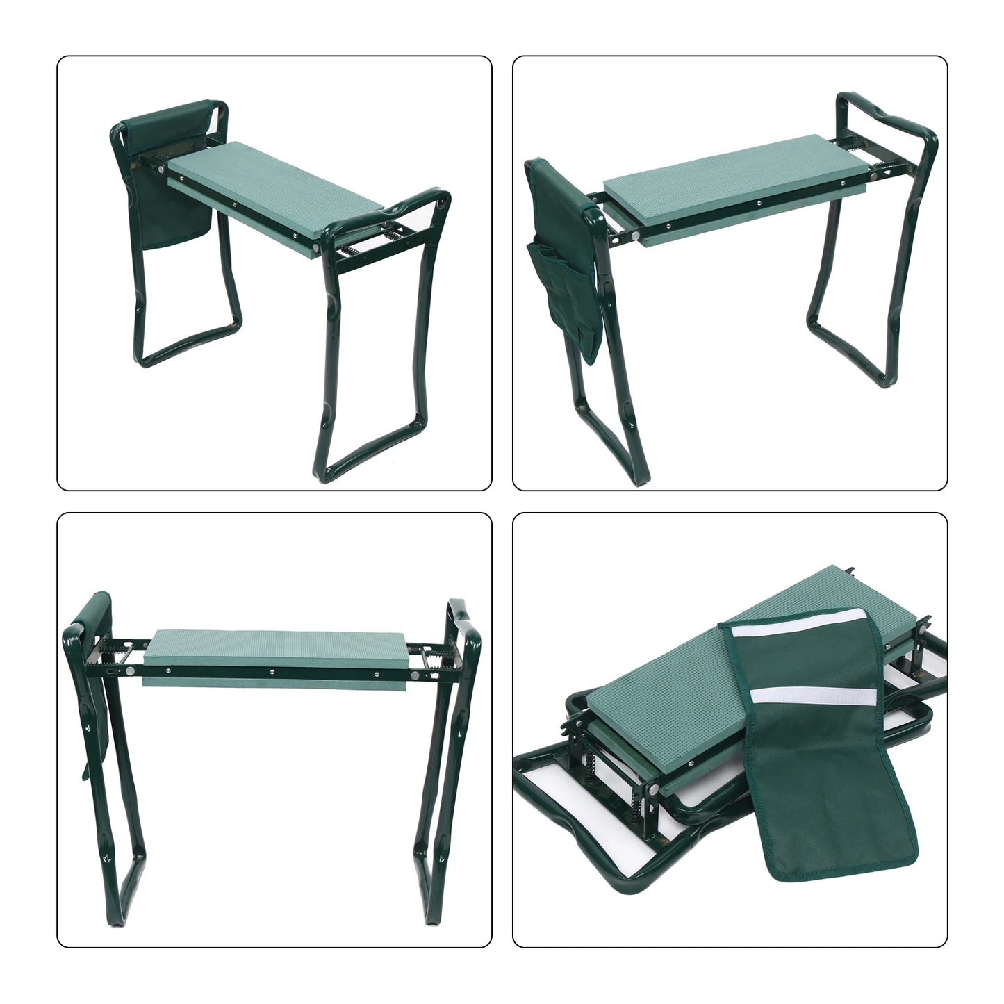 Folding Garden Kneeler Bench Soft Pad Seat Stool Heavy Load Bearing Multi-Functional Gardening Tools with Cloth Bag Tool Bag