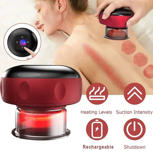 Body Scraping Massage Smart Electric Vacuum Cupping Heating Suction Cup Device Back Neck Arm Massger антистресс back scratcher