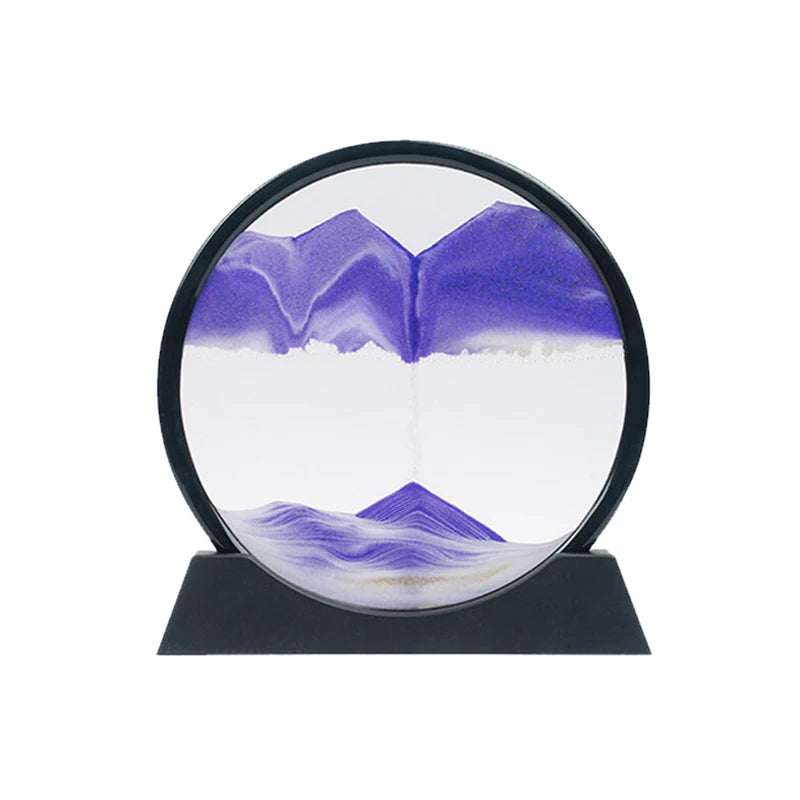 3D Hourglass Quicksand Moving Sand Art Picture Round Glass Deep Sea Sandscape Craft Flowing Painting Office Home Christmas